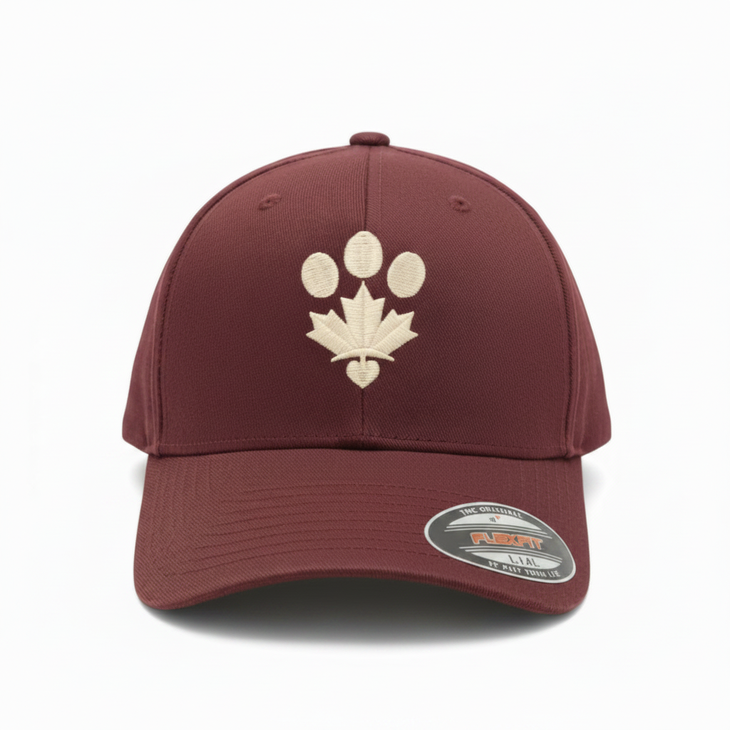 Maroon hat front view on white background