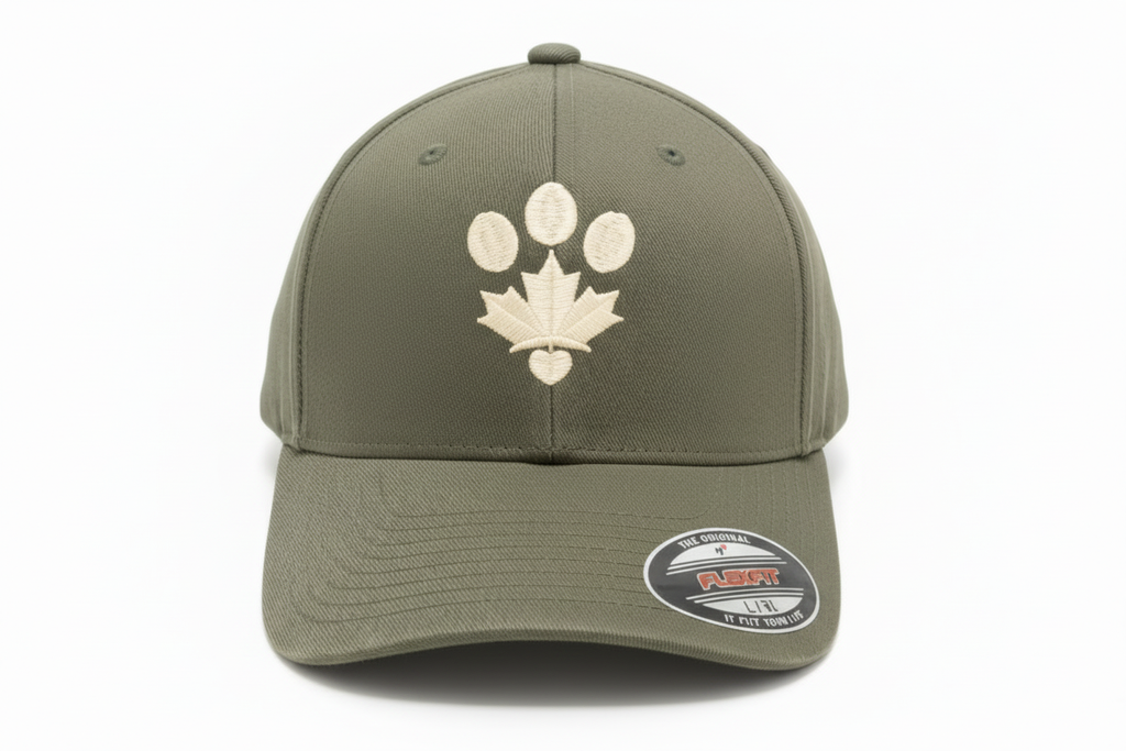 Olive hat front - cream logo