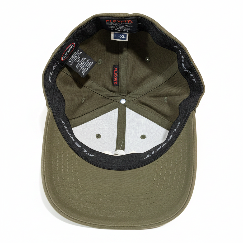 Olive hat interior view on white background